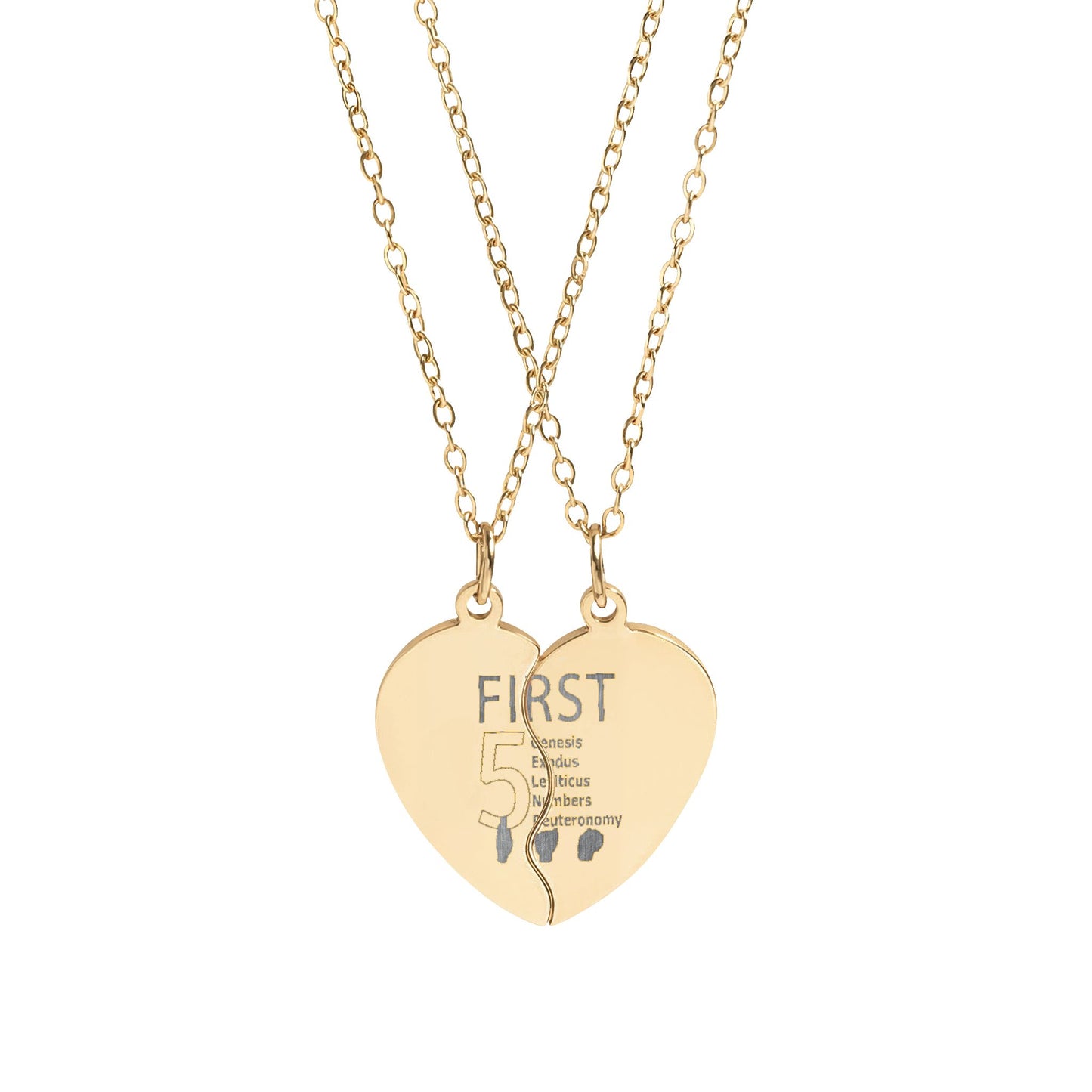 Engravable Broken Heart Necklace Set — Personalized Best Friend/BFF Split Pendant