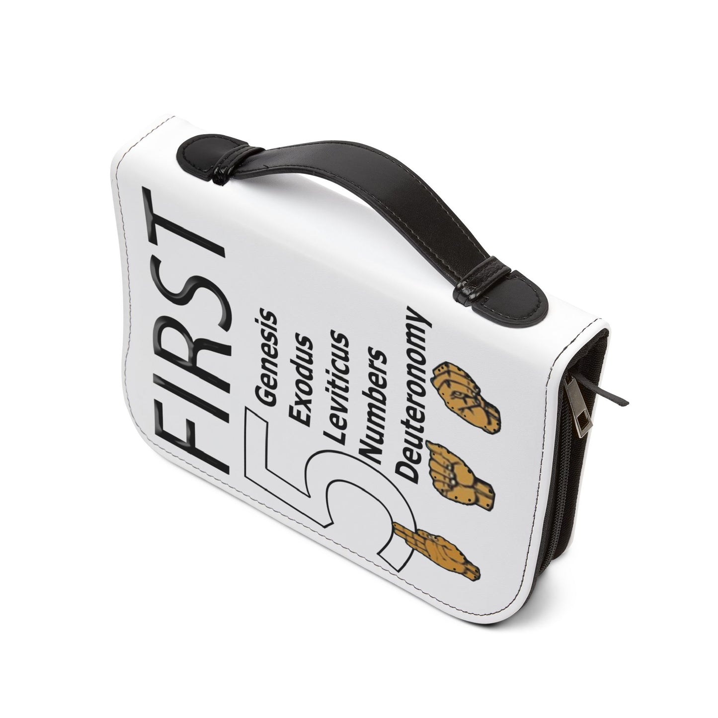 First 5 Bible Cover — 'First 5' Genesis–Deuteronomy Zippered Bible Cover with ASL Fingerspelling Design