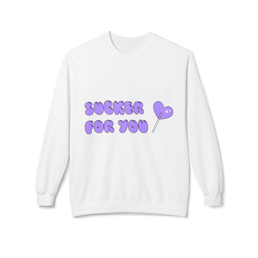 Sucker For You Crewneck Sweatshirt – Cute Purple Lollipop Valentine Pullover