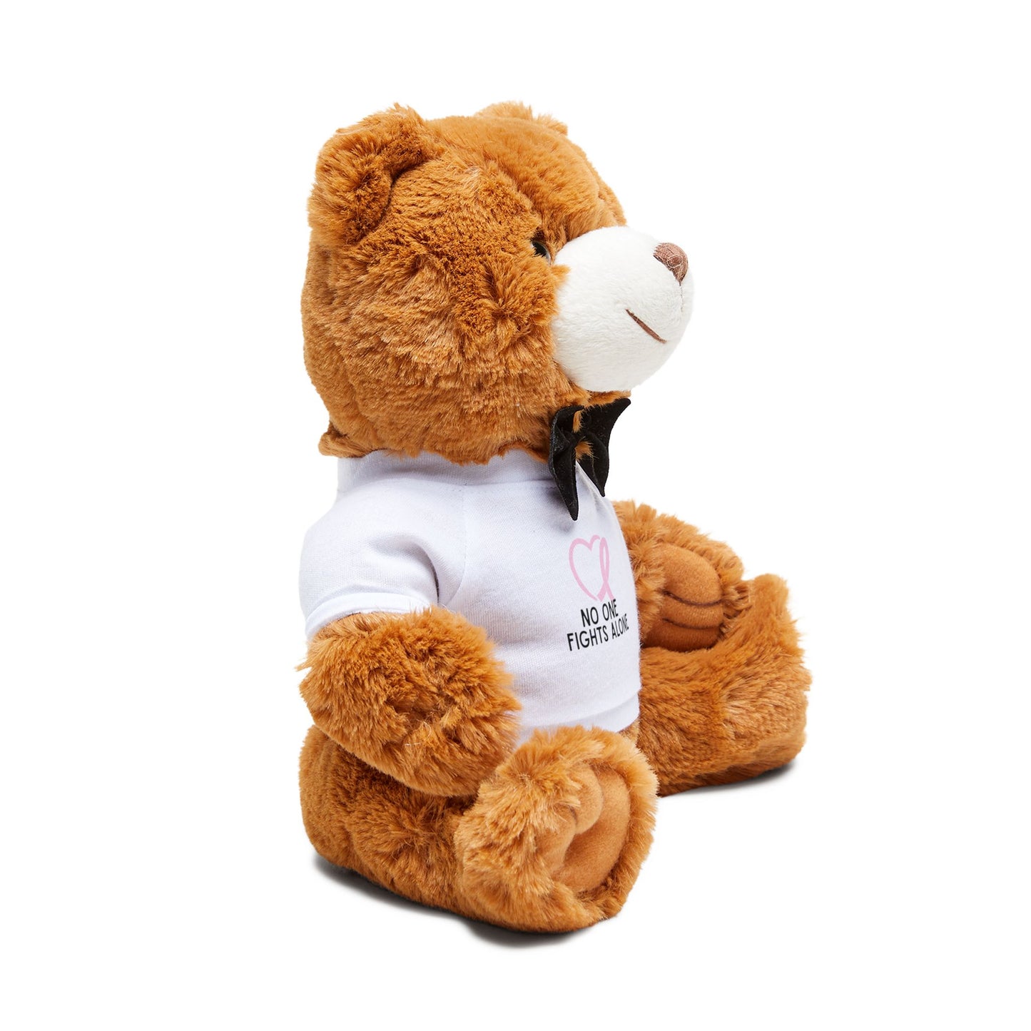 Brown Plush Teddy Bear with "No One Fights Alone" T‑Shirt —