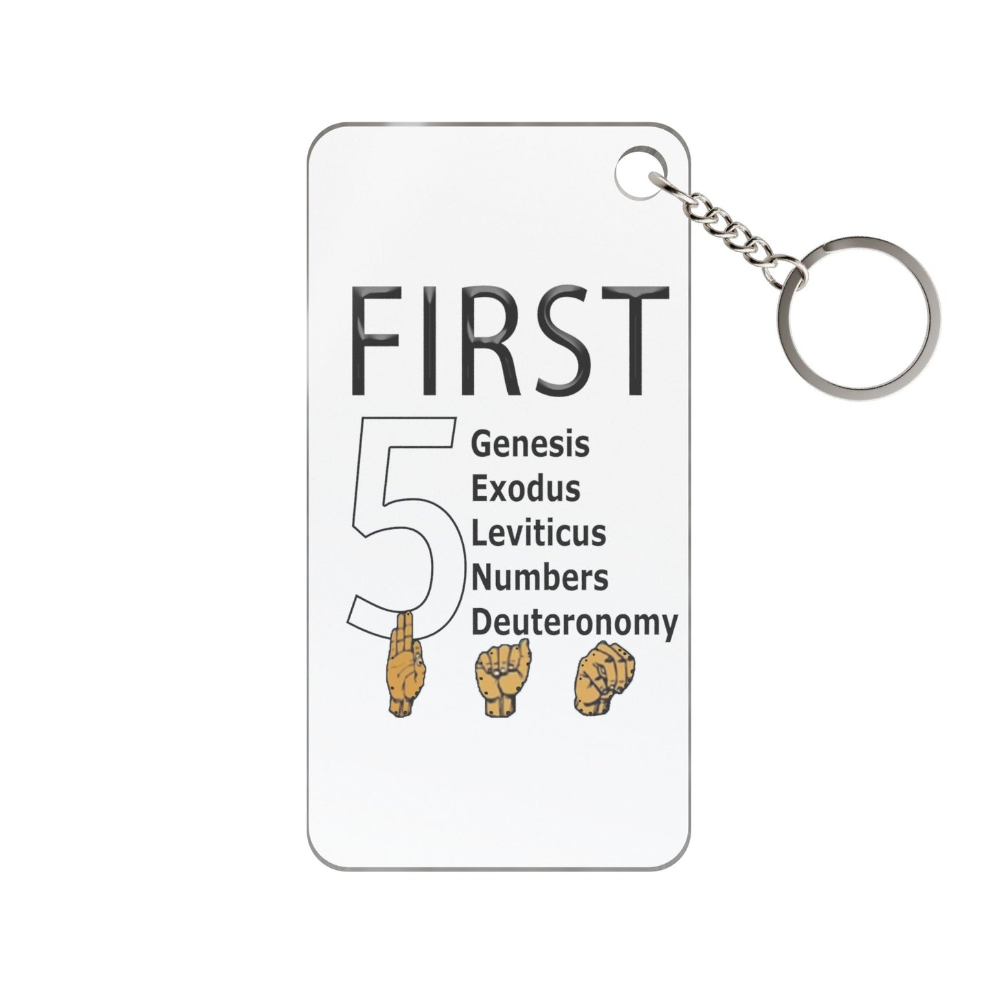 First 5 Bible Books Keychain Charm — Genesis to Deuteronomy Religious Keyring