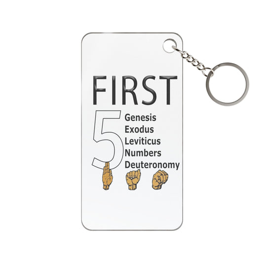 First 5 Bible Books Keychain Charm — Genesis to Deuteronomy Religious Keyring