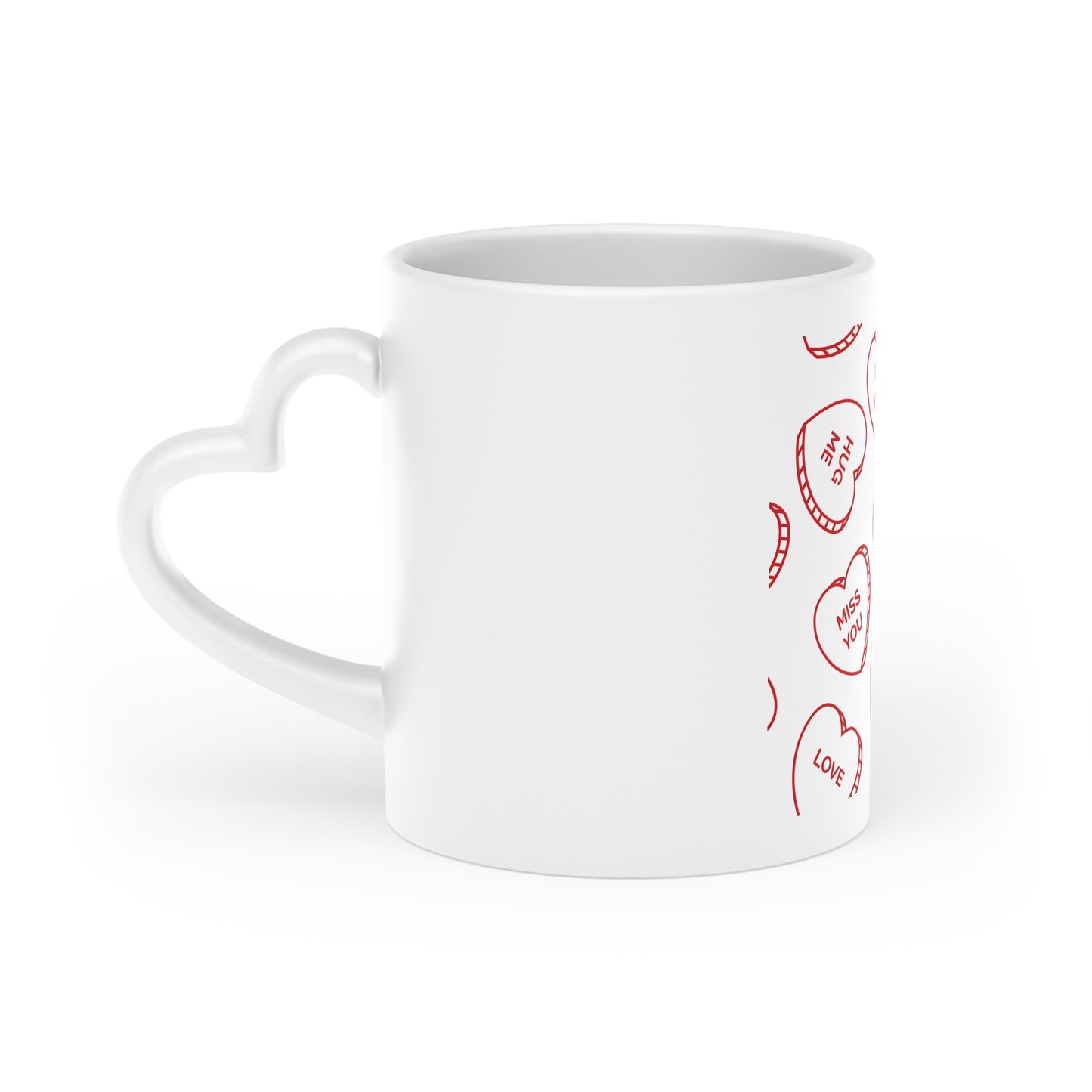 Valentine Conversation Hearts Mug — 'Be Mine' Pattern Ceramic Coffee Cup