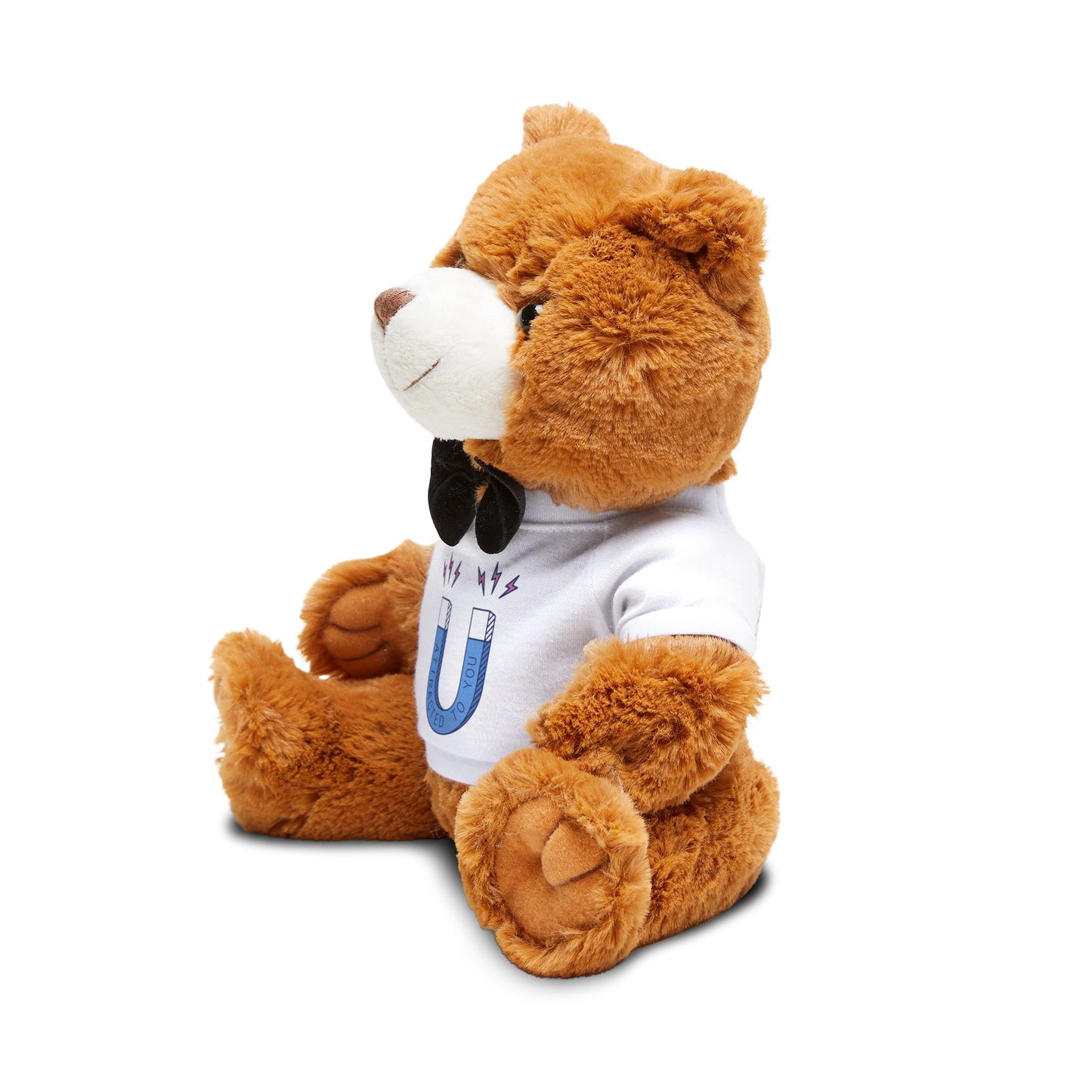 Brown Plush Teddy Bear with 'U' T-Shirt & Bowtie — Cute Gift for Kids & Romantic Occasions
