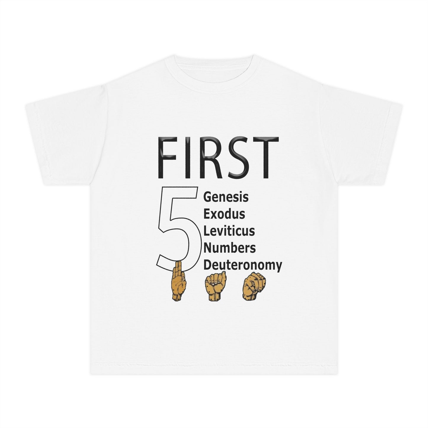 Youth Tee — "First 5" Bible Books Design (Genesis to Deuteronomy)