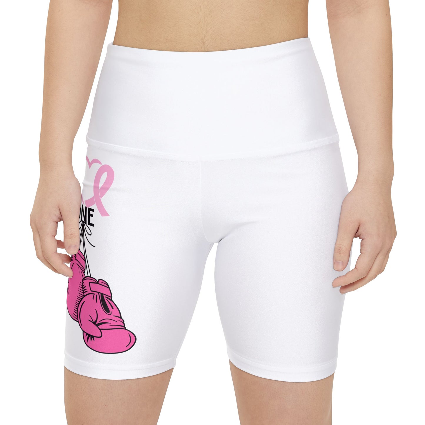 Breast Cancer Awareness Women's Workout Shorts — Pink Boxing Gloves "No One Fights Alone"