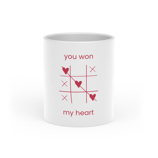 You Won My Heart Mug — Tic-Tac-Toe Heart Valentine's Coffee Mug