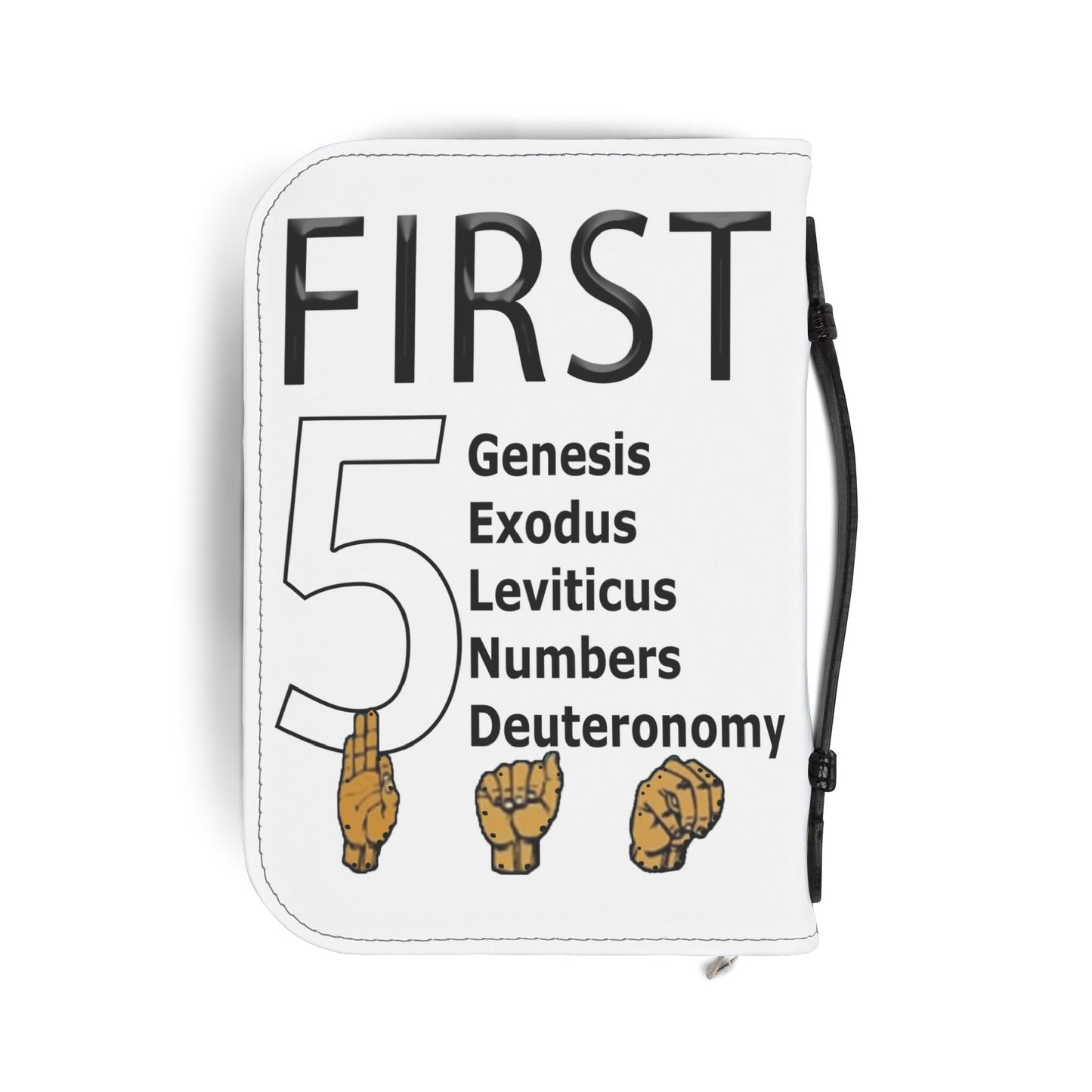 First 5 Bible Cover — 'First 5' Genesis–Deuteronomy Zippered Bible Cover with ASL Fingerspelling Design