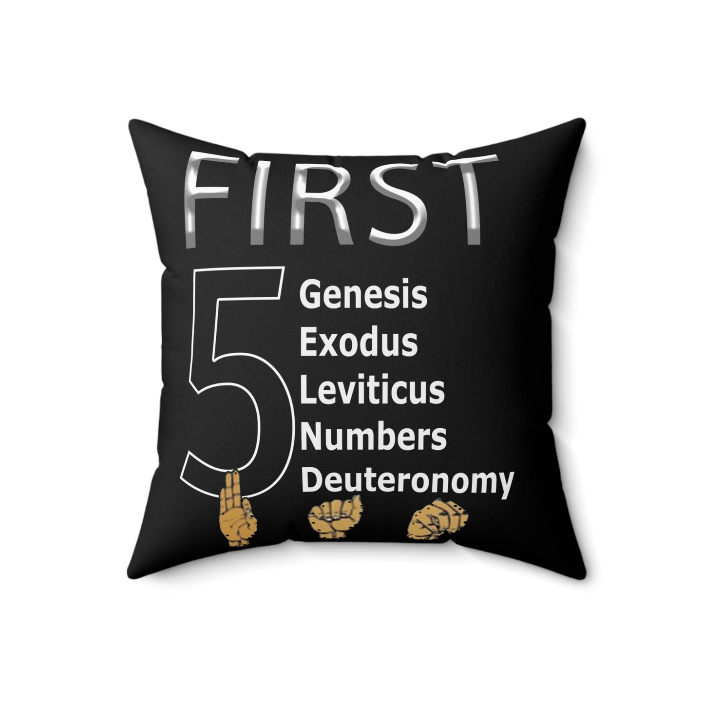 First 5 Books Pillow — Genesis Exodus Leviticus Numbers Deuteronomy Decorative Throw Pillow