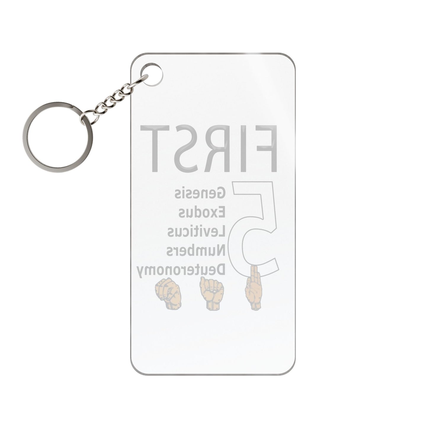 First 5 Bible Books Keychain Charm — Genesis to Deuteronomy Religious Keyring