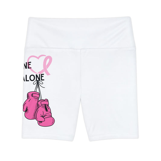 Breast Cancer Awareness Women's Workout Shorts — Pink Boxing Gloves "No One Fights Alone"