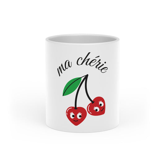 Ma chérie Cherry Heart Mug — Cute French Love Coffee Cup