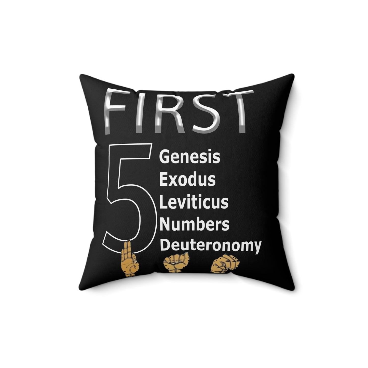 First 5 Books Pillow — Genesis Exodus Leviticus Numbers Deuteronomy Decorative Throw Pillow
