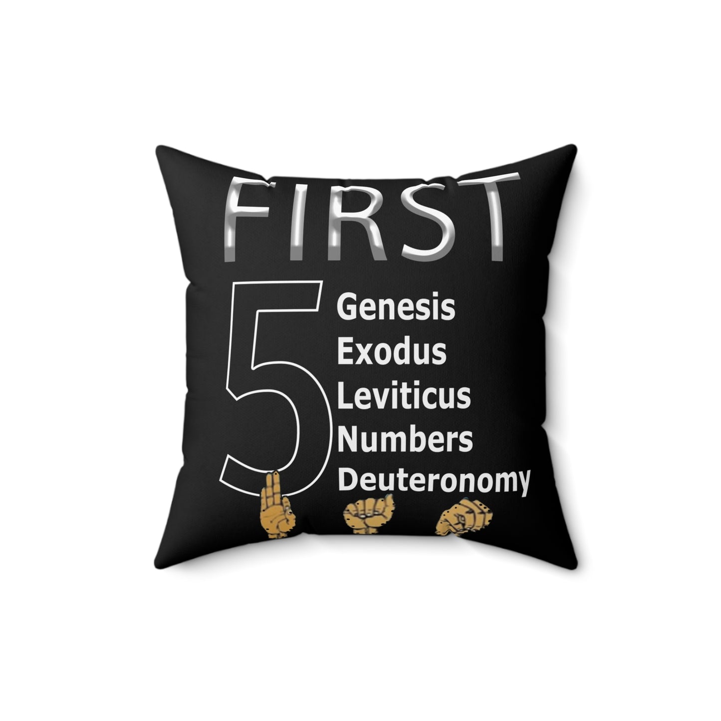 First 5 Books Pillow — Genesis Exodus Leviticus Numbers Deuteronomy Decorative Throw Pillow