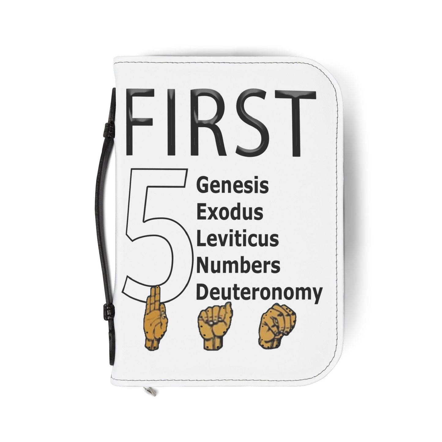 First 5 Bible Cover — 'First 5' Genesis–Deuteronomy Zippered Bible Cover with ASL Fingerspelling Design