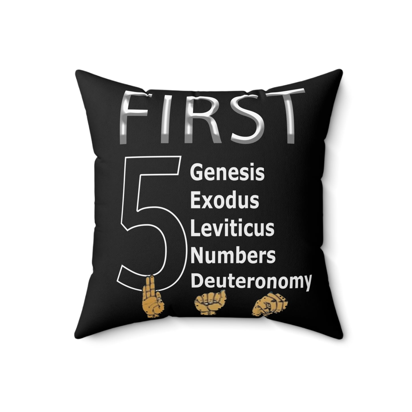 First 5 Books Pillow — Genesis Exodus Leviticus Numbers Deuteronomy Decorative Throw Pillow