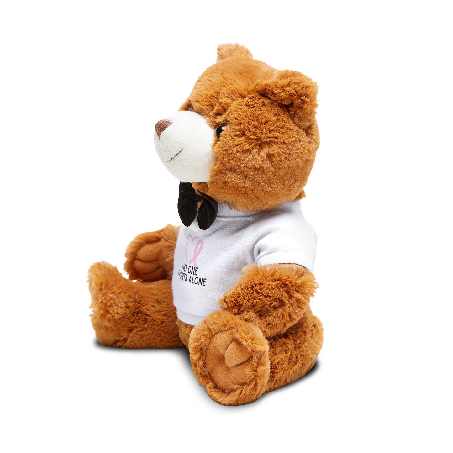 Brown Plush Teddy Bear with "No One Fights Alone" T‑Shirt —