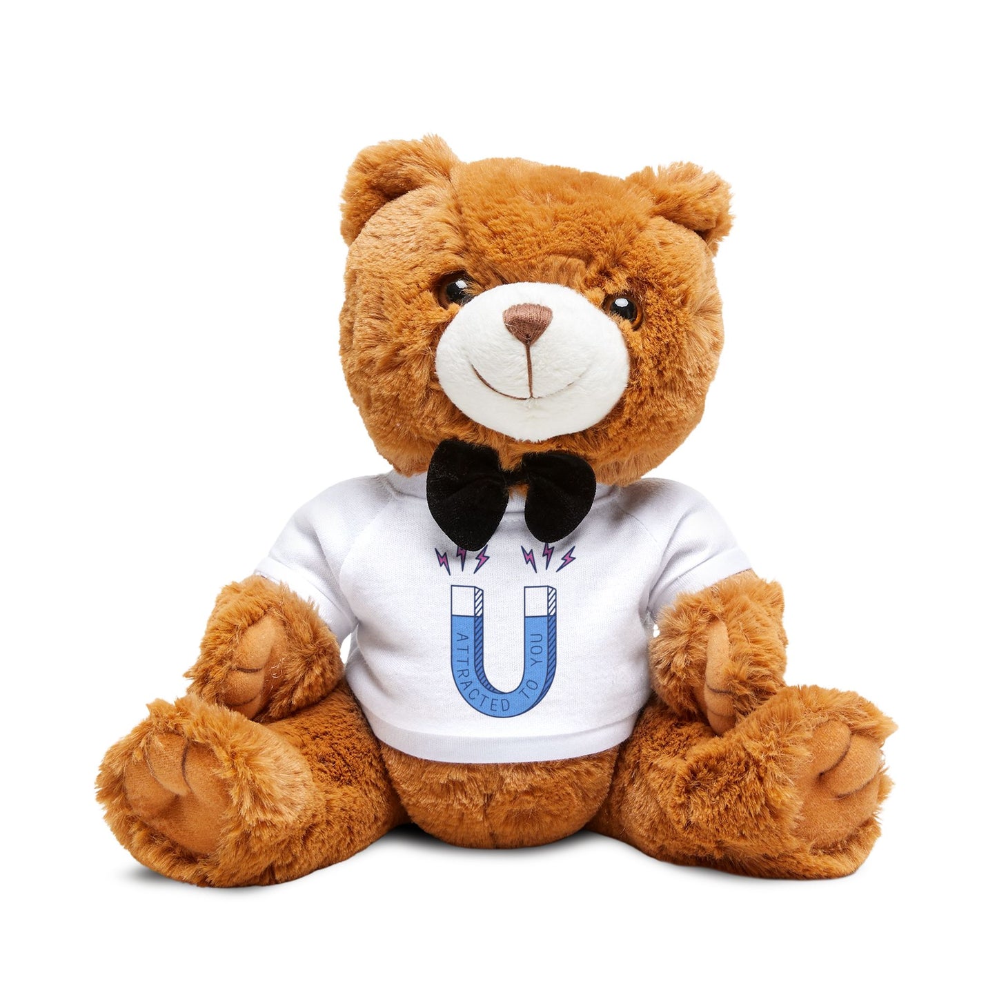 Brown Plush Teddy Bear with 'U' T-Shirt & Bowtie — Cute Gift for Kids & Romantic Occasions