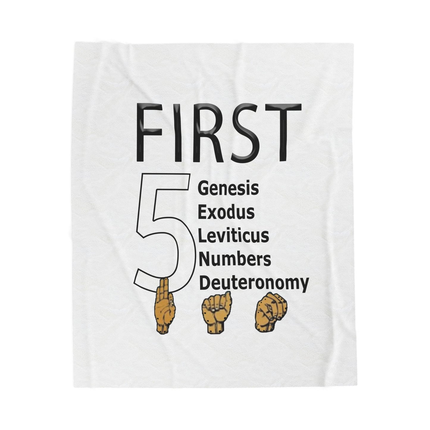 First 5 Bible Books Velveteen Plush Blanket — Genesis to Deuteronomy (ASL Fingers)