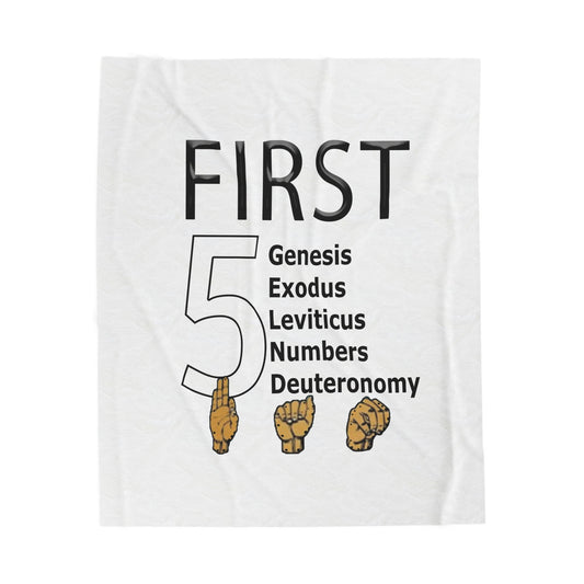First 5 Bible Books Velveteen Plush Blanket — Genesis to Deuteronomy (ASL Fingers)