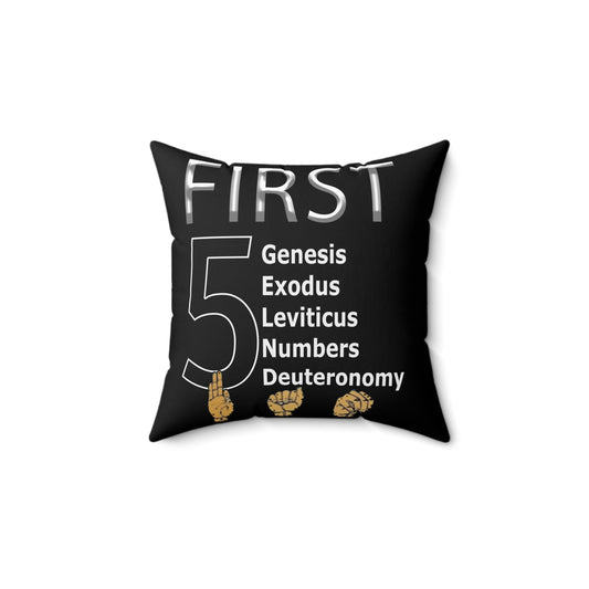 First 5 Books Pillow — Genesis Exodus Leviticus Numbers Deuteronomy Decorative Throw Pillow