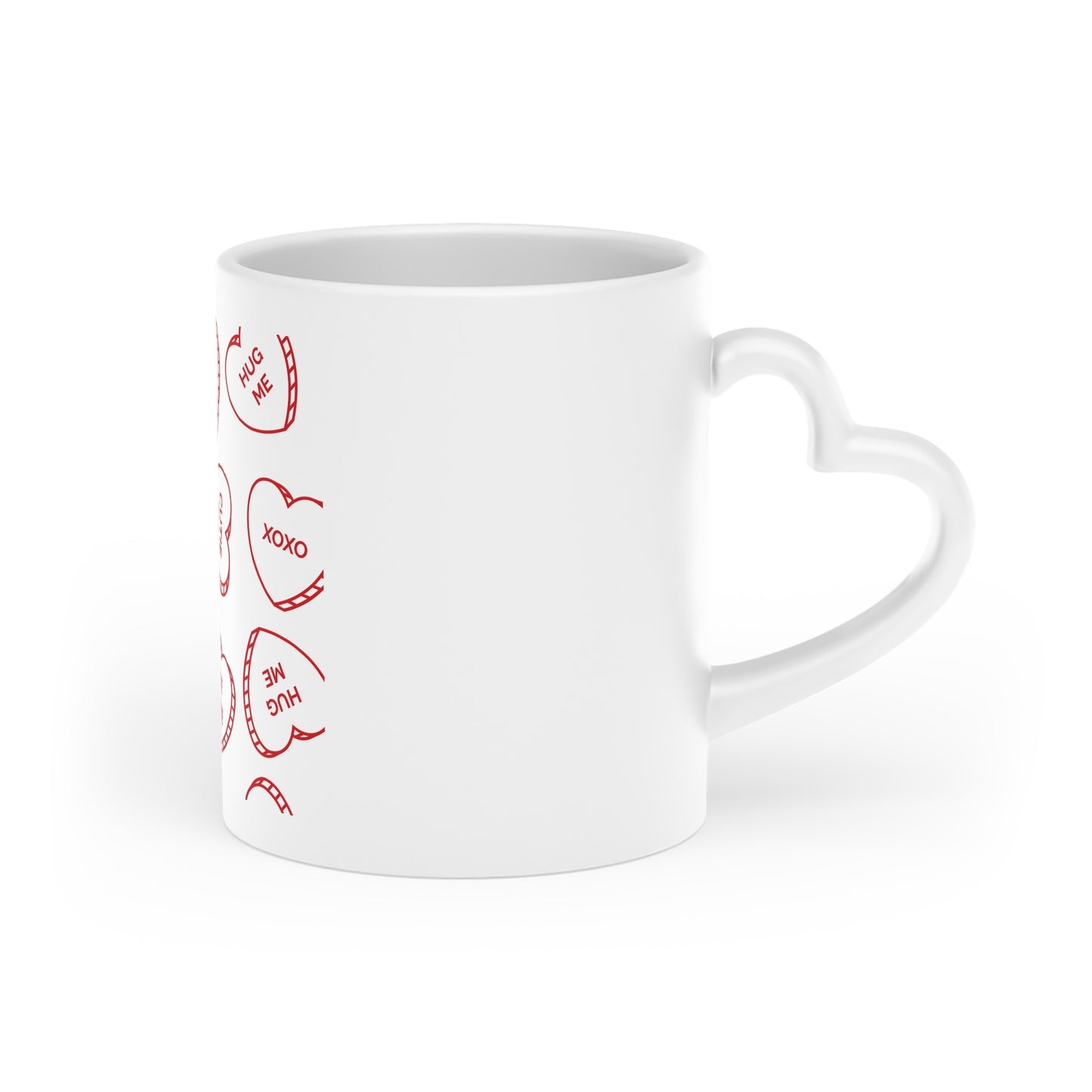 Valentine Conversation Hearts Mug — 'Be Mine' Pattern Ceramic Coffee Cup
