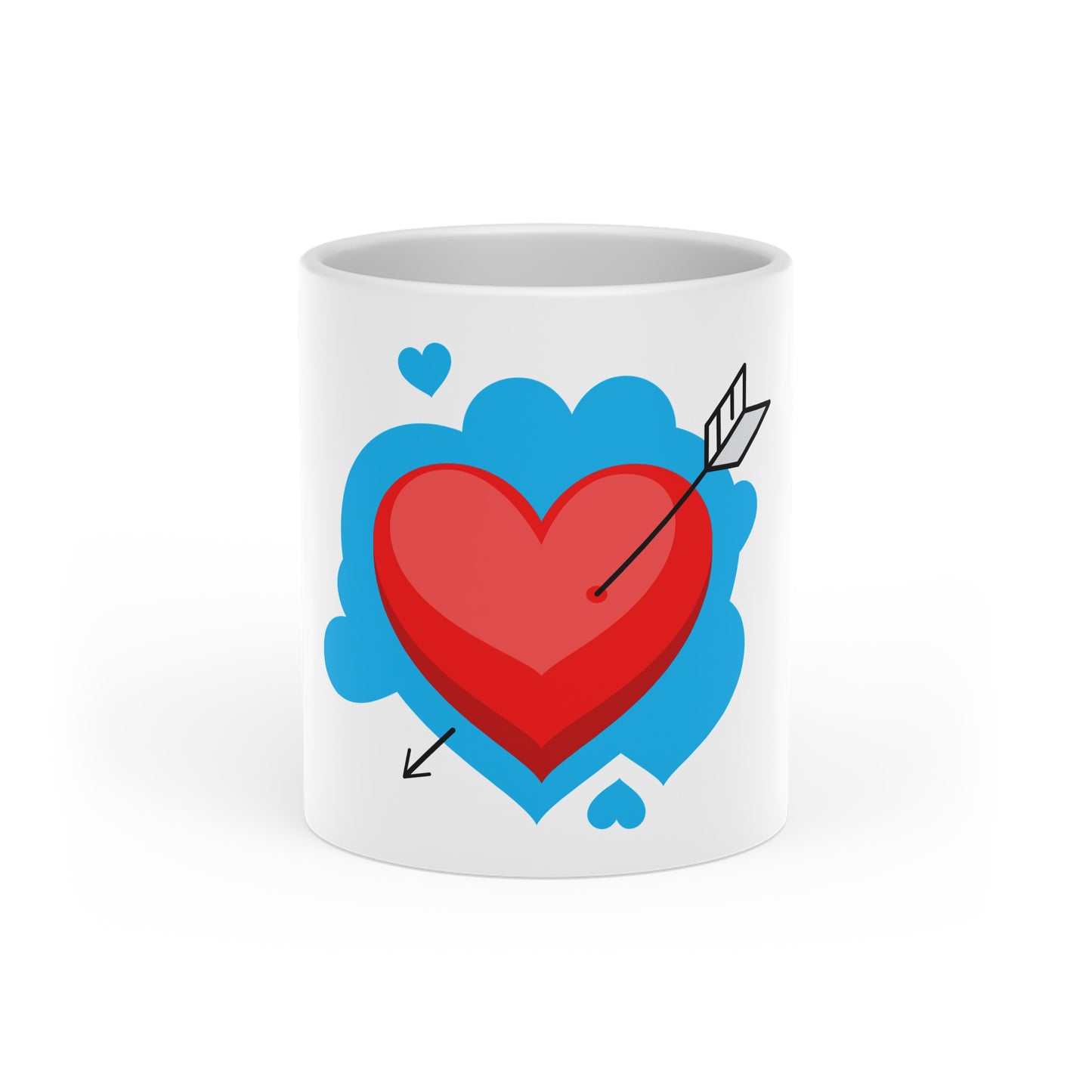 Heart Arrow Mug - Cute Red Heart with Arrow Valentine Coffee Cup