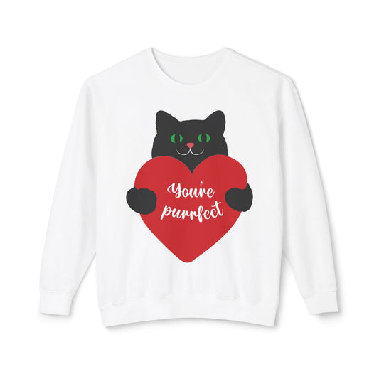 Cat Heart Sweatshirt — "You're Purrfect" Cute Valentine Crewneck