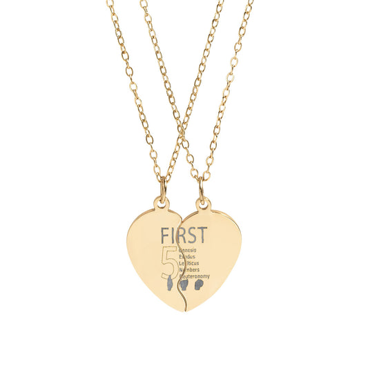 Engravable Broken Heart Necklace Set — Personalized Best Friend/BFF Split Pendant