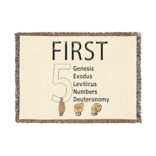 First 5 Books Woven Blanket – Bible Pentateuch Throw